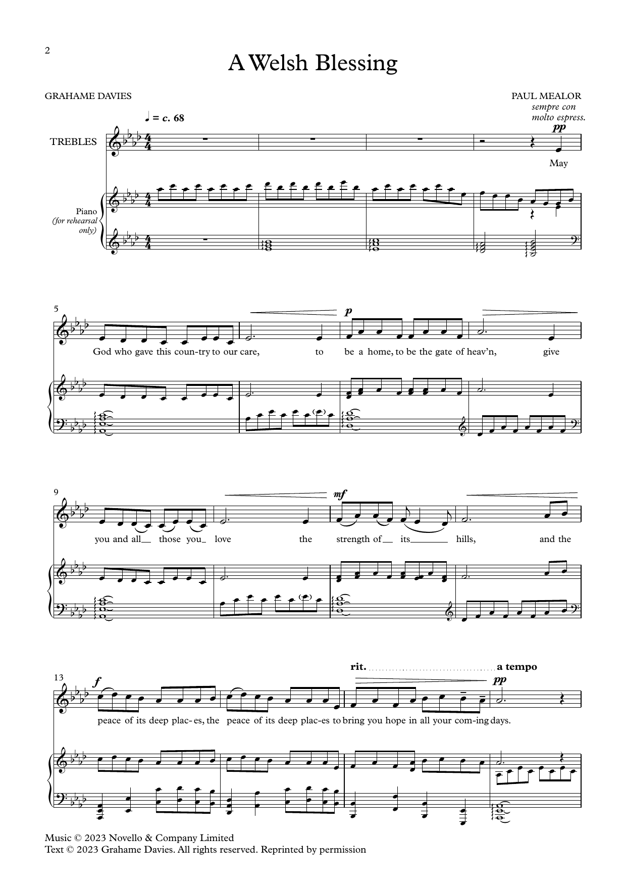 Paul Mealor A Welsh Blessing sheet music notes printable PDF score