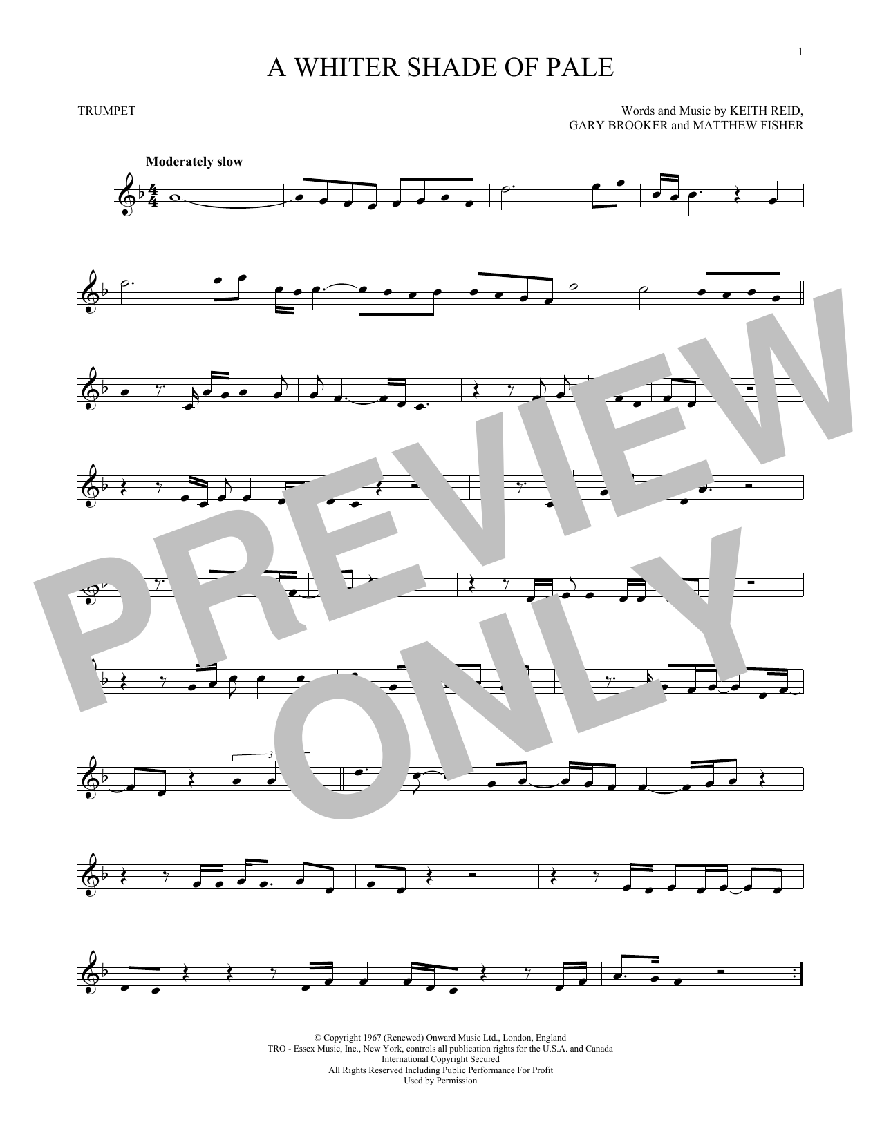 Download Procol Harum A Whiter Shade Of Pale Sheet Music