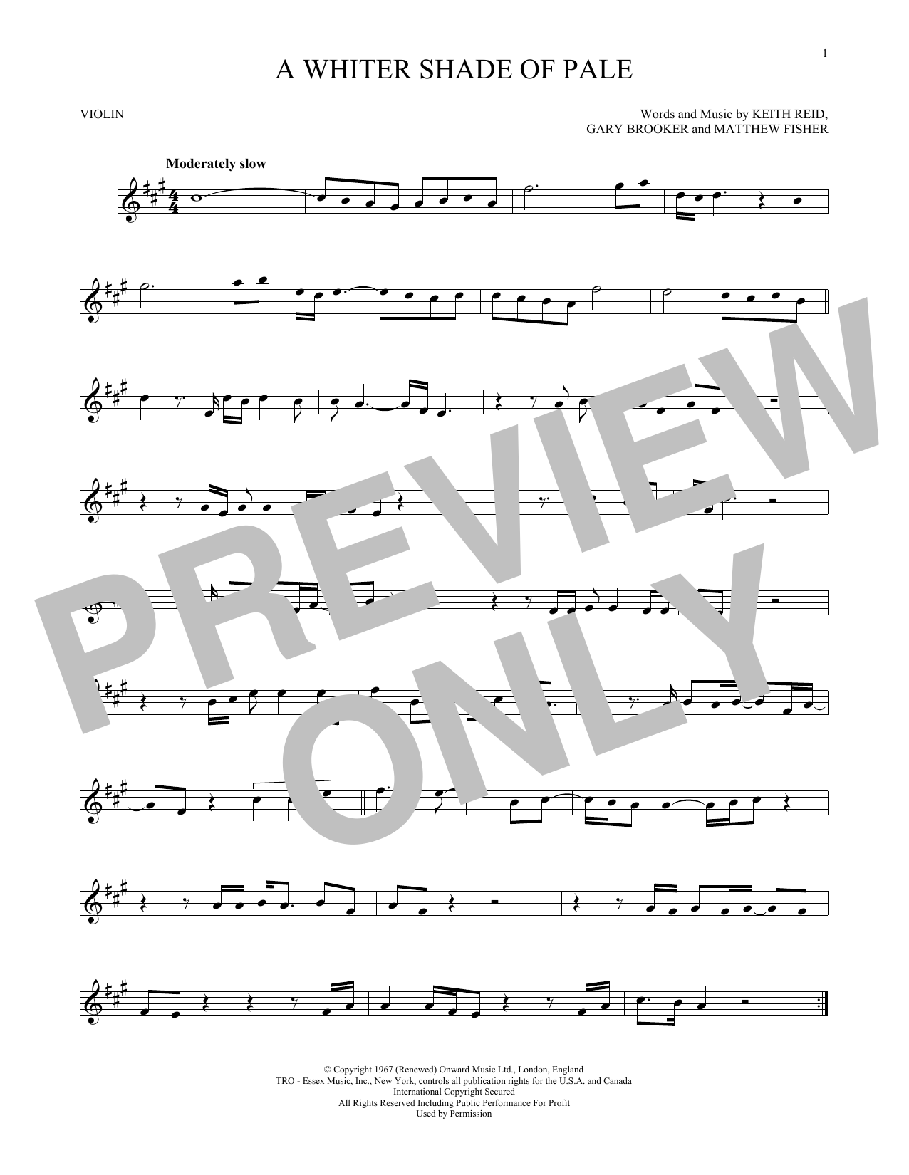 Download Procol Harum A Whiter Shade Of Pale Sheet Music