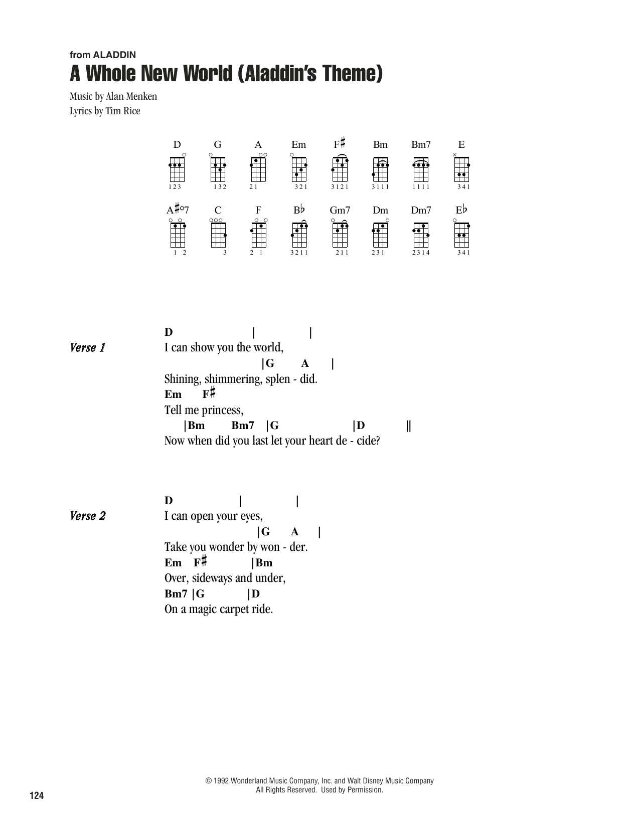 Alan Menken & Tim Rice A Whole New World (from Aladdin) sheet music notes printable PDF score