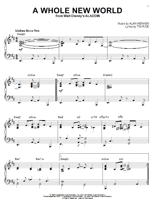 Download Alan Menken A Whole New World [Jazz version] (from Sheet Music