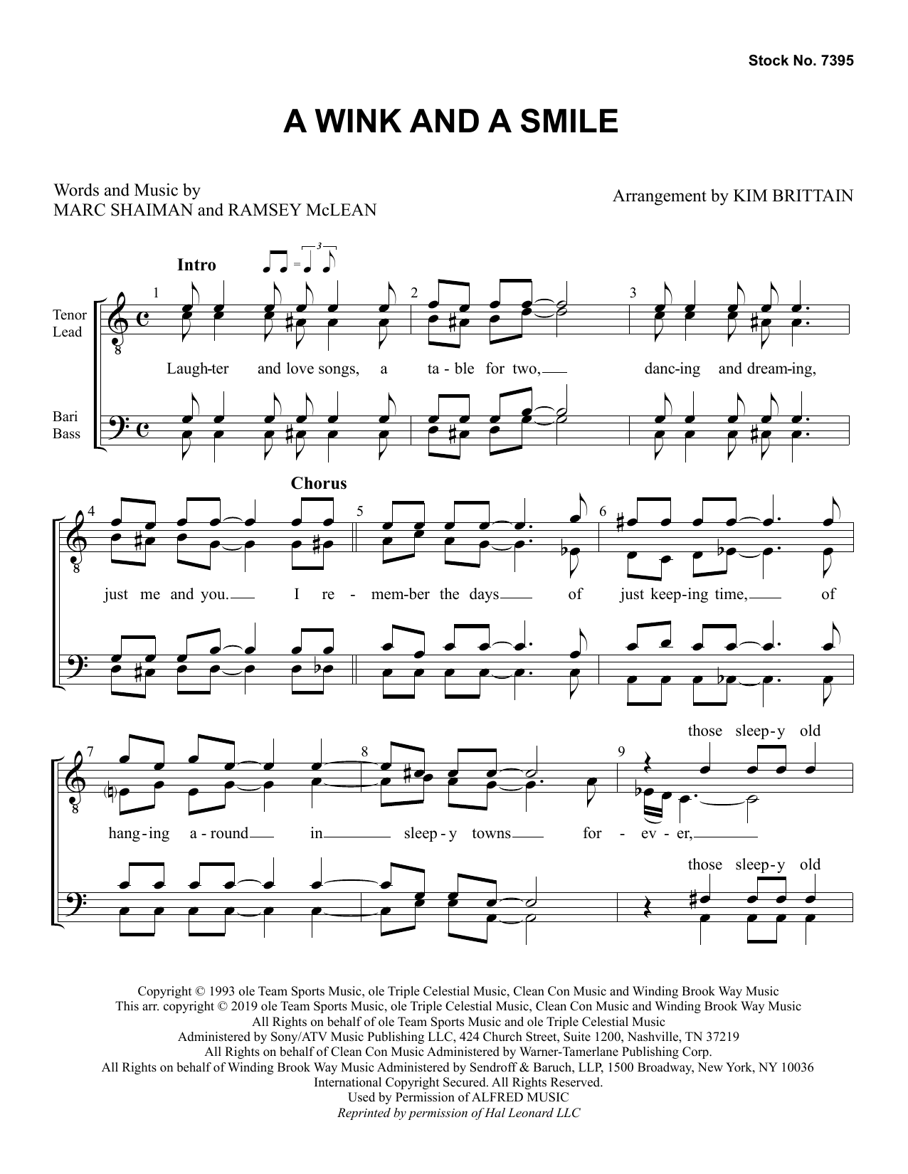 Download Marc Shaiman A Wink And A Smile (arr. Kim Brittain) Sheet Music