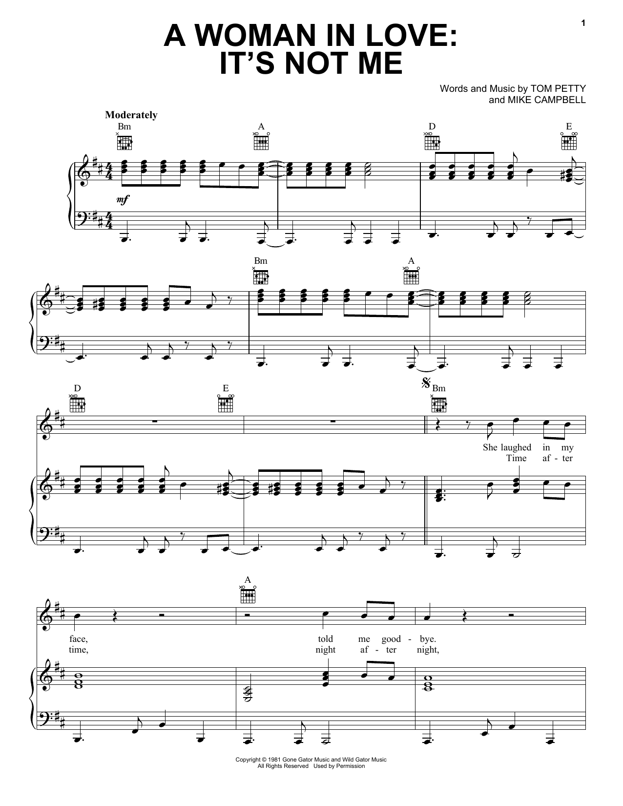 Download Tom Petty A Woman In Love: It's Not Me Sheet Music