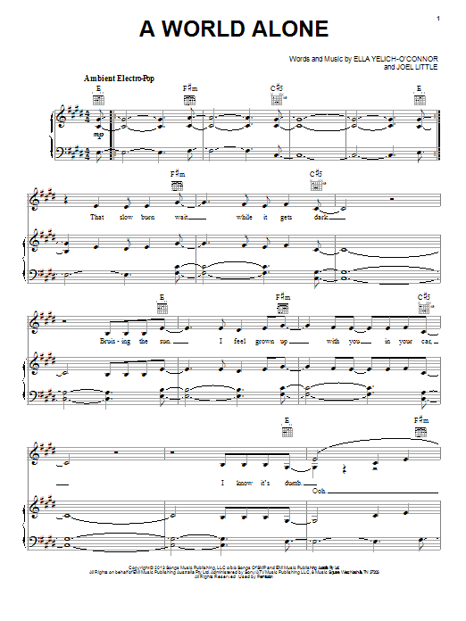 Download Lorde A World Alone Sheet Music