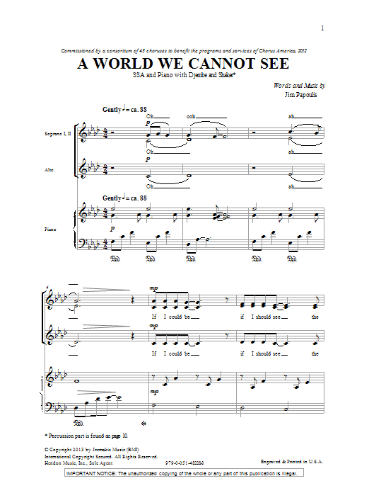 Download Jim Papoulis A World We Cannot See Sheet Music