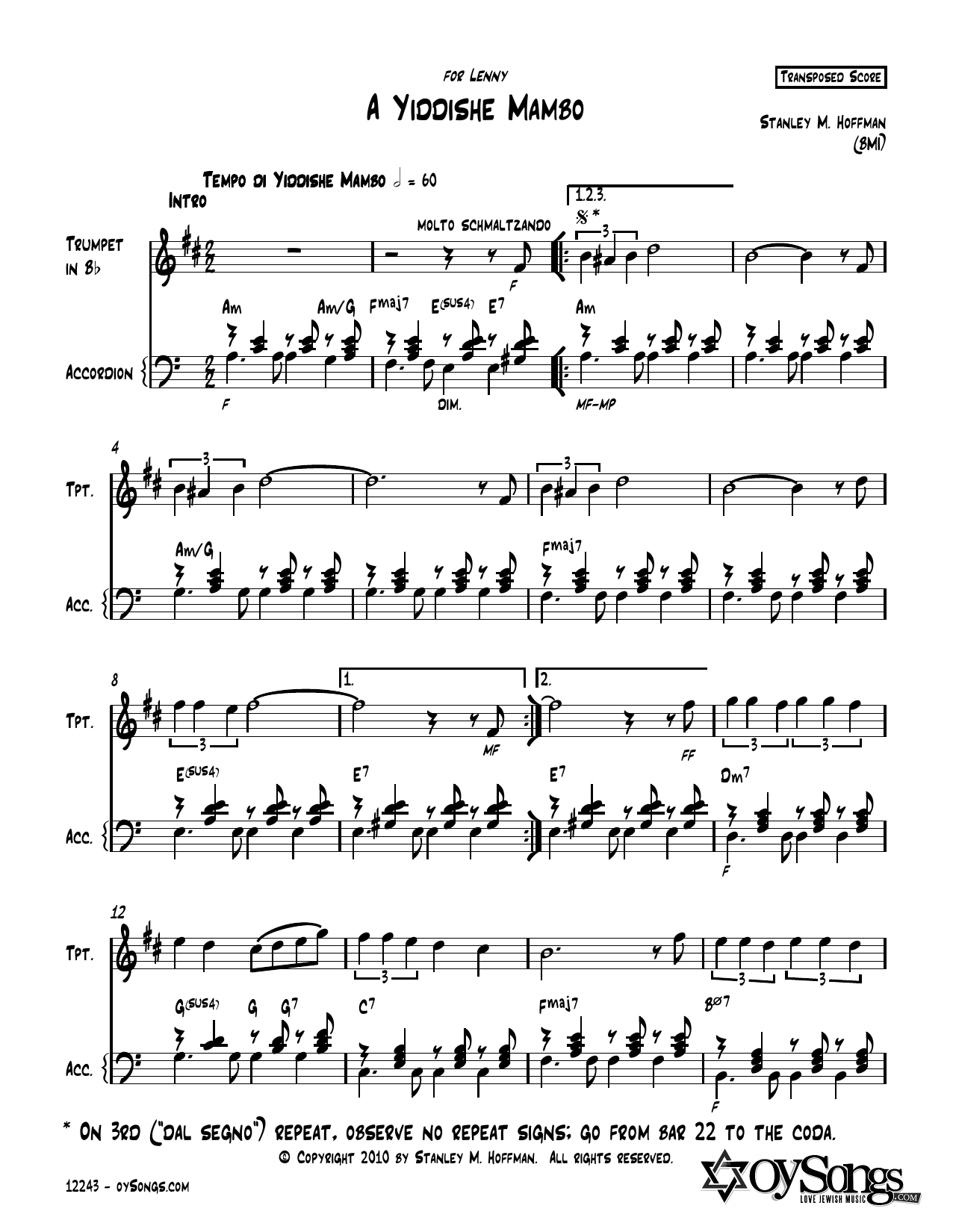 Download Stanley F. Hoffman A Yiddishe Mambo Sheet Music