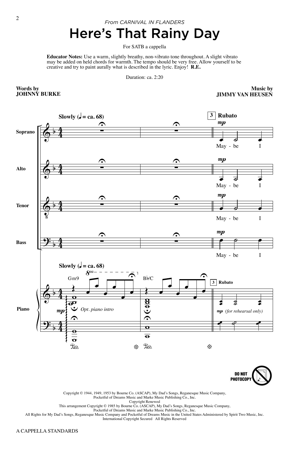 Roger Emerson A Cappella Standards sheet music notes printable PDF score