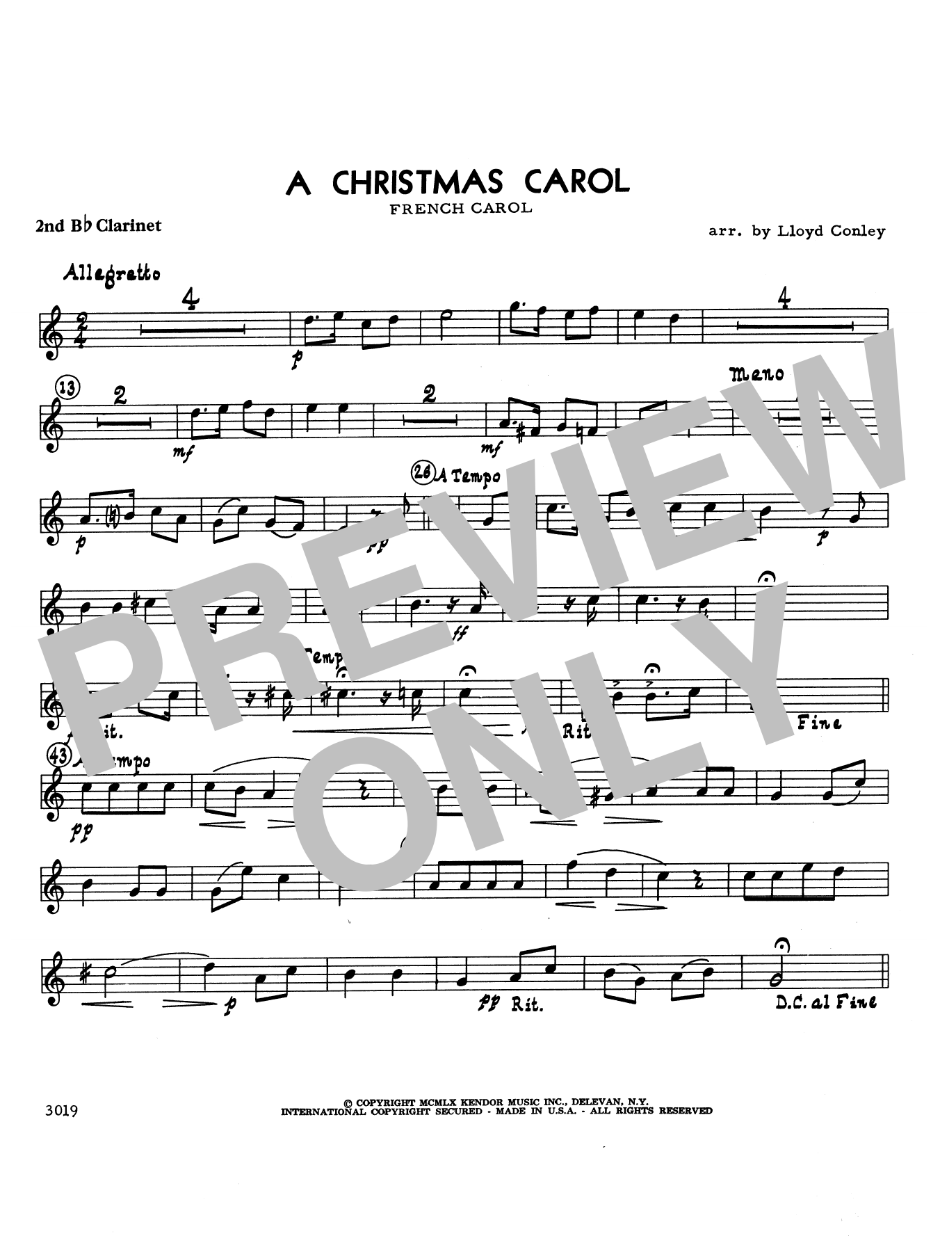 Download Lloyd Conley A Christmas Carol - 2nd Bb Clarinet Sheet Music