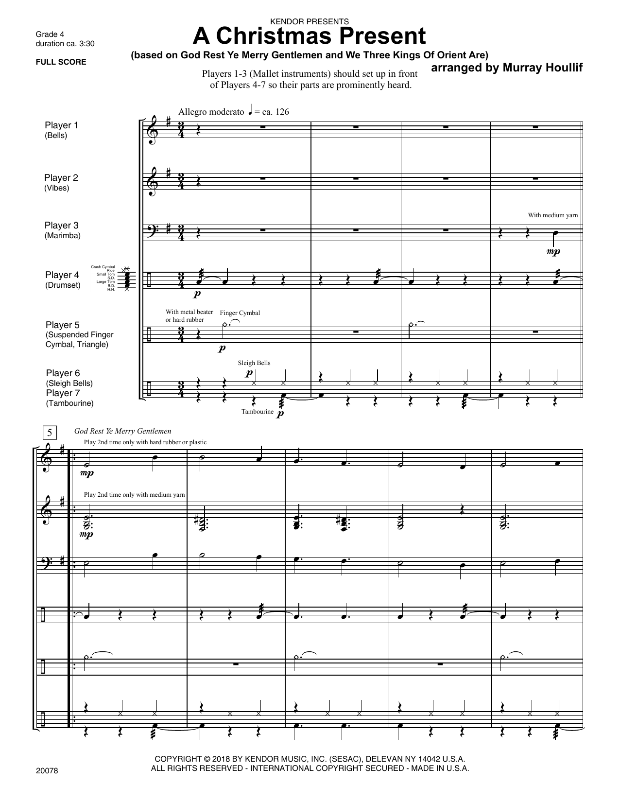 Download Murray Houllif A Christmas Present - Full Score Sheet Music