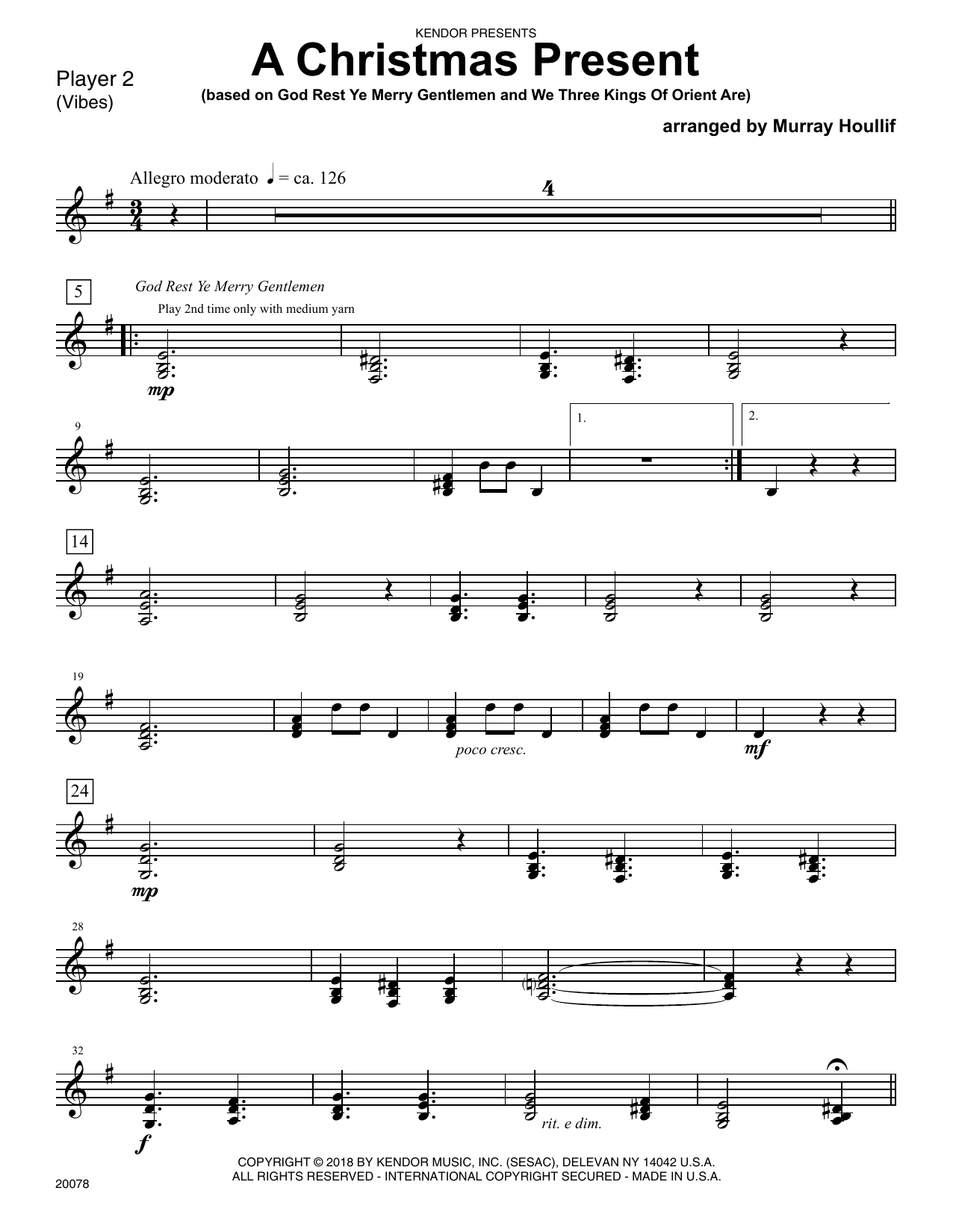 Download Murray Houllif A Christmas Present - Percussion 2 Sheet Music