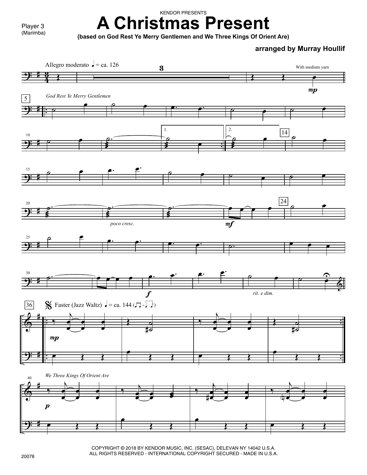 Download Murray Houllif A Christmas Present - Percussion 3 Sheet Music