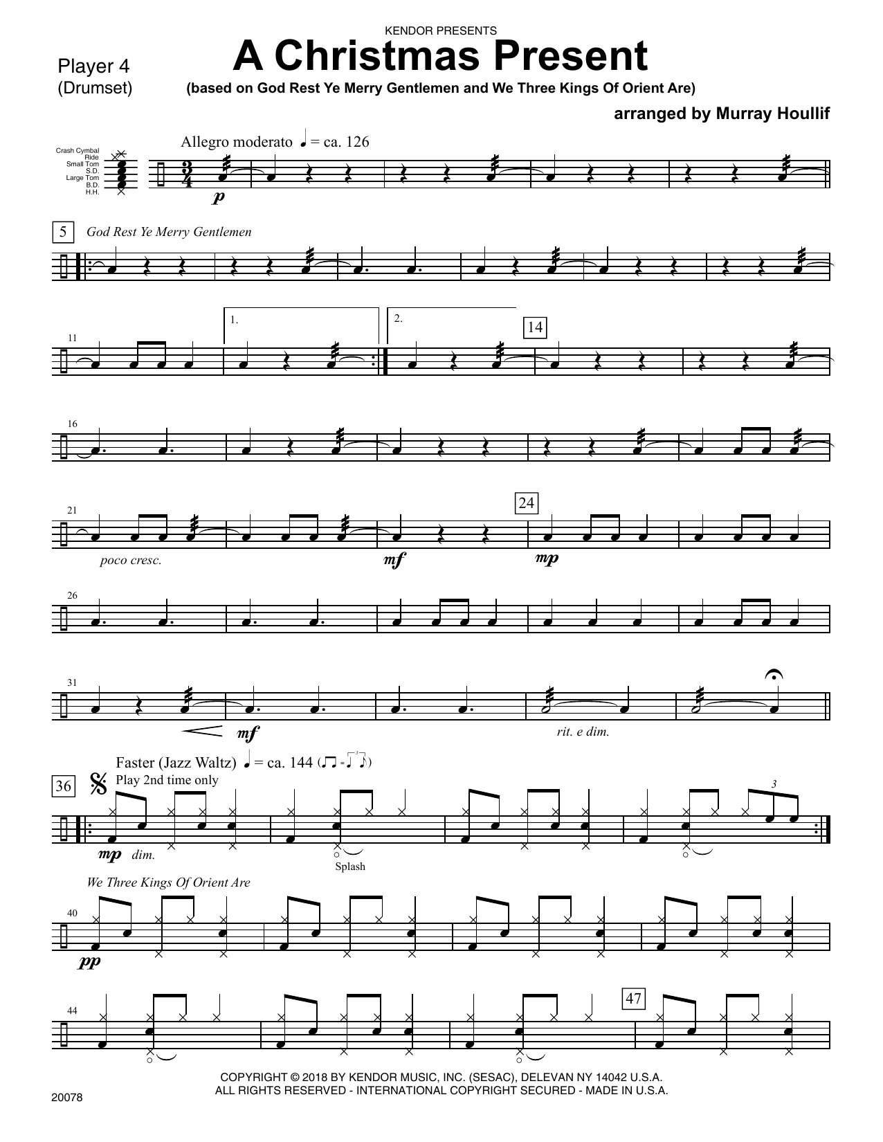 Download Murray Houllif A Christmas Present - Percussion 4 Sheet Music