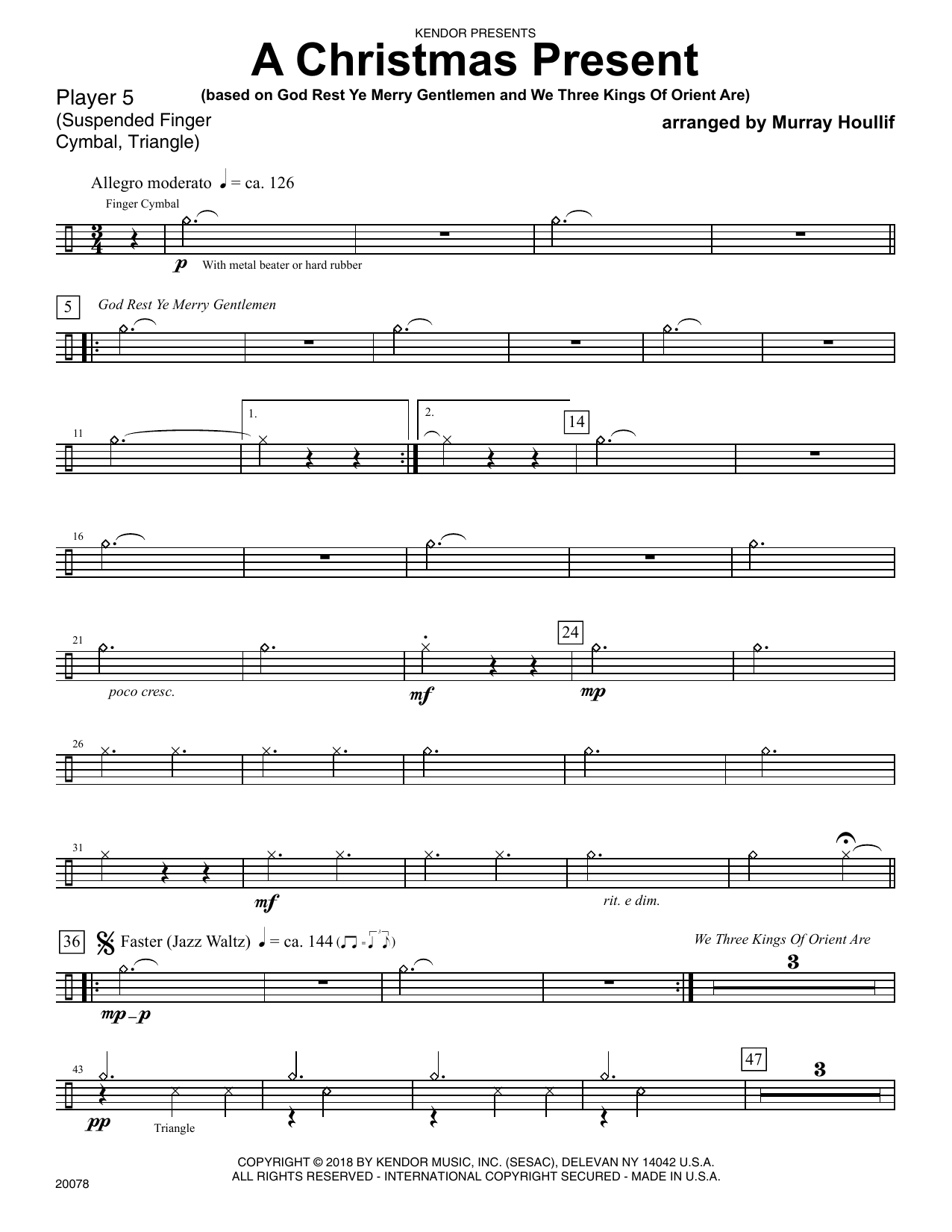 Download Murray Houllif A Christmas Present - Percussion 5 Sheet Music