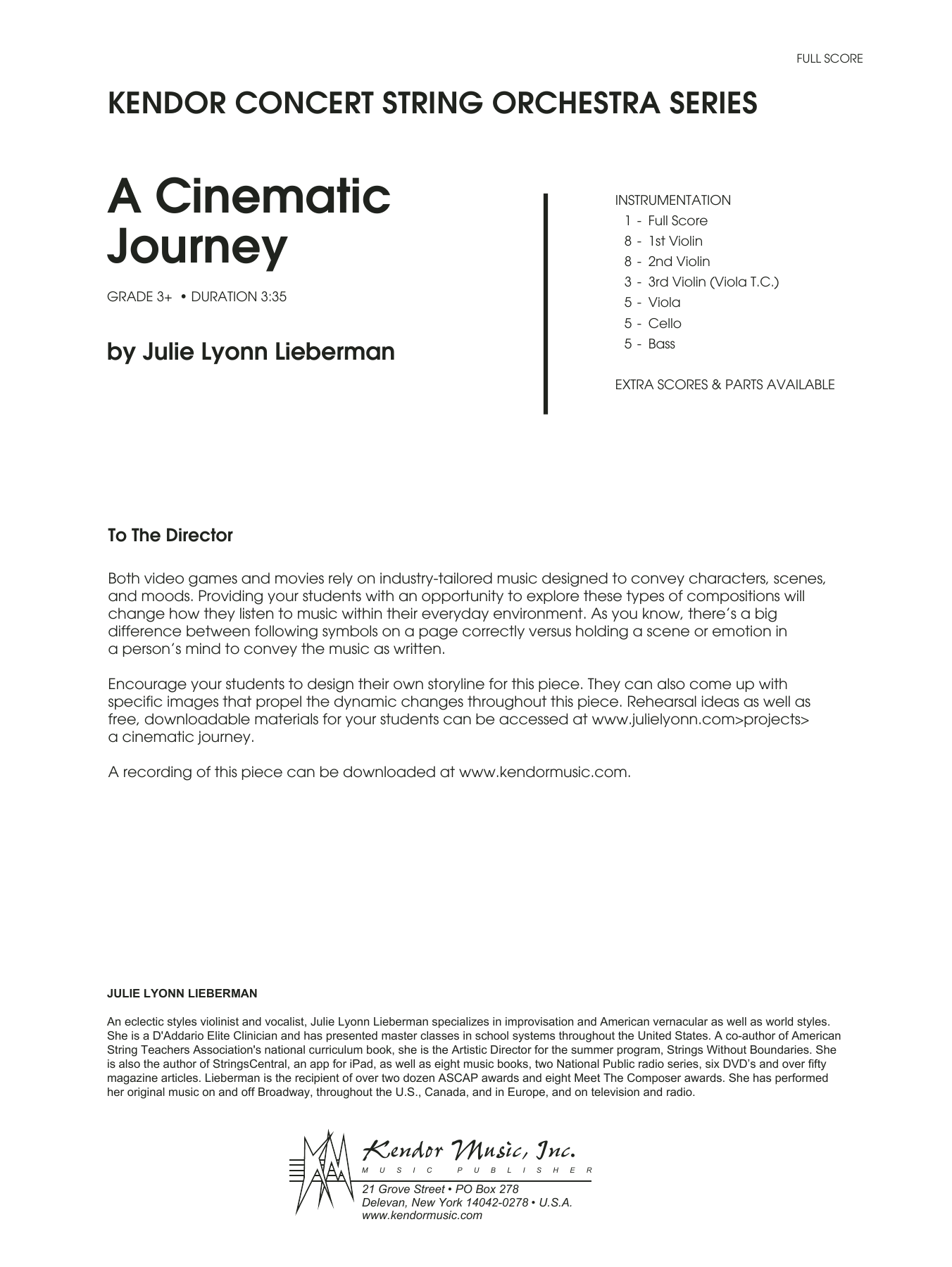 Download Julie Lyonn Lieberman A Cinematic Journey - Full Score Sheet Music