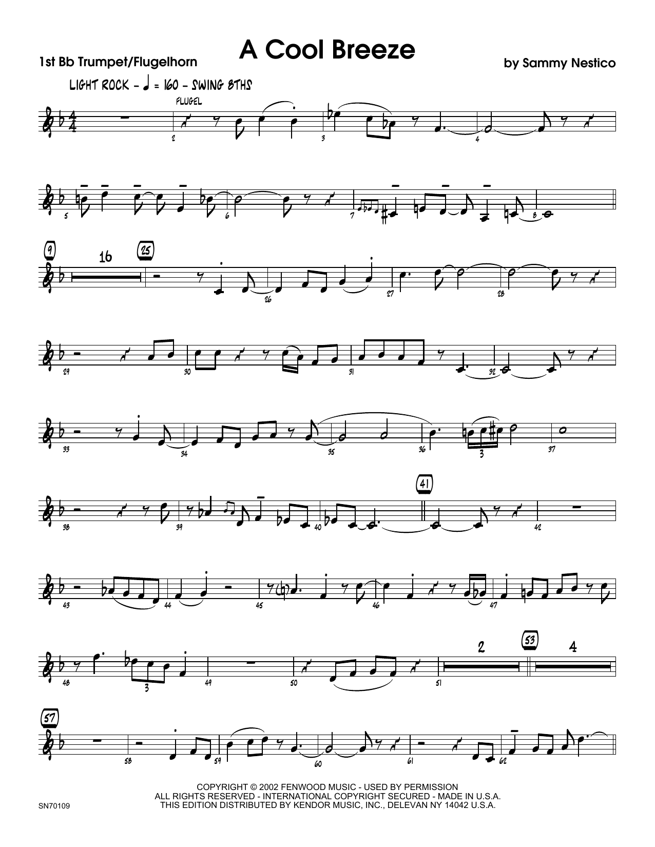 Download Sammy Nestico A Cool Breeze - 1st Bb Trumpet Sheet Music