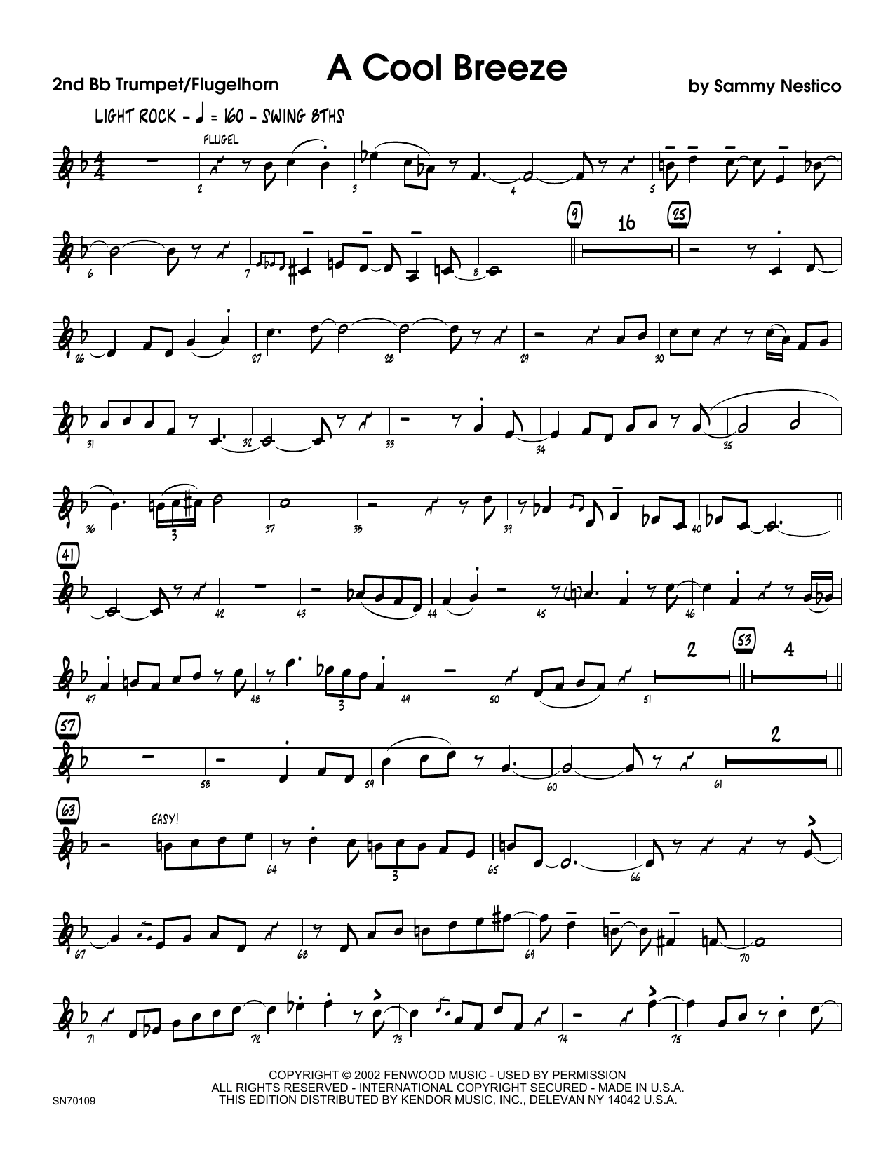 Download Sammy Nestico A Cool Breeze - 2nd Bb Trumpet Sheet Music