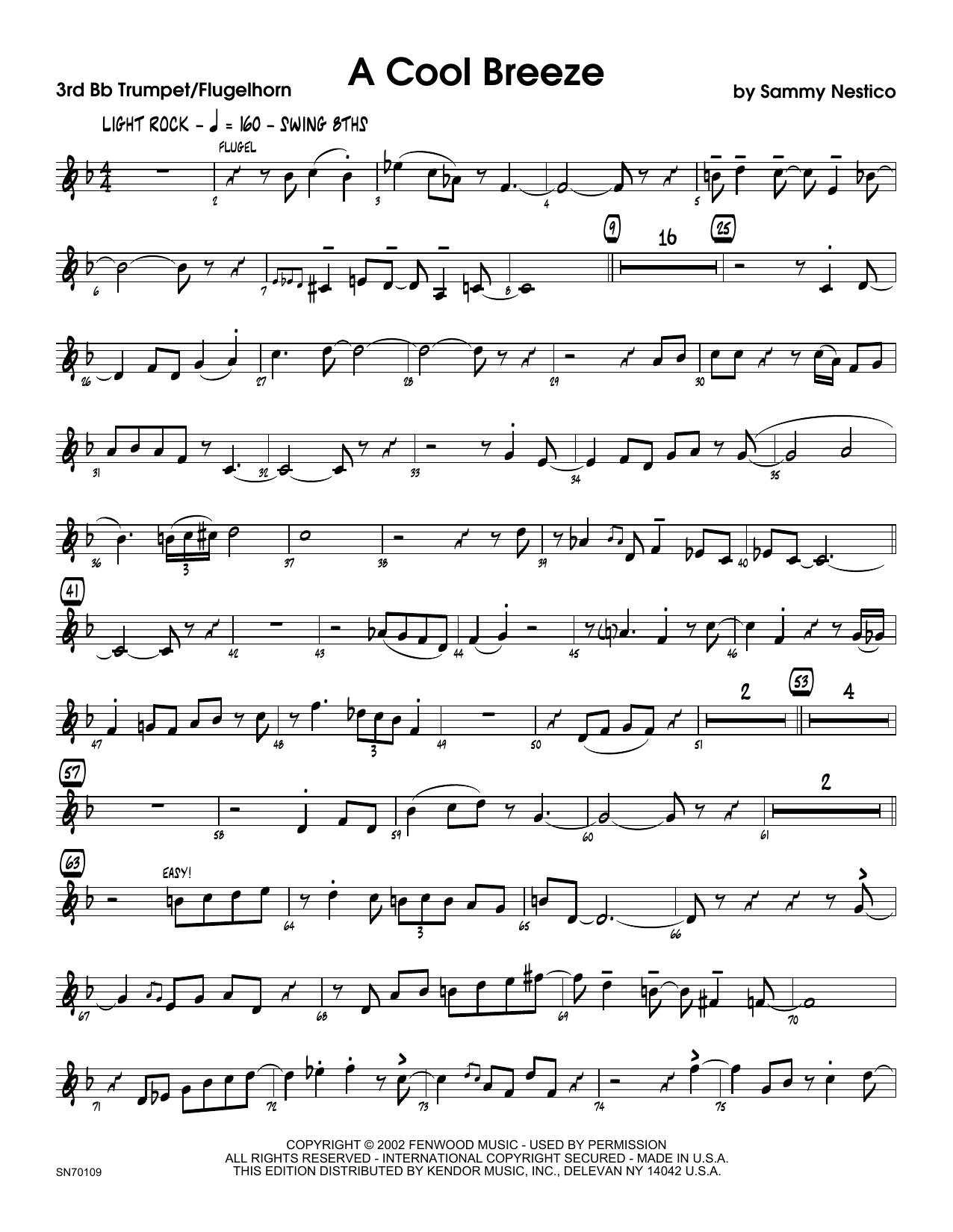Download Sammy Nestico A Cool Breeze - 3rd Bb Trumpet Sheet Music