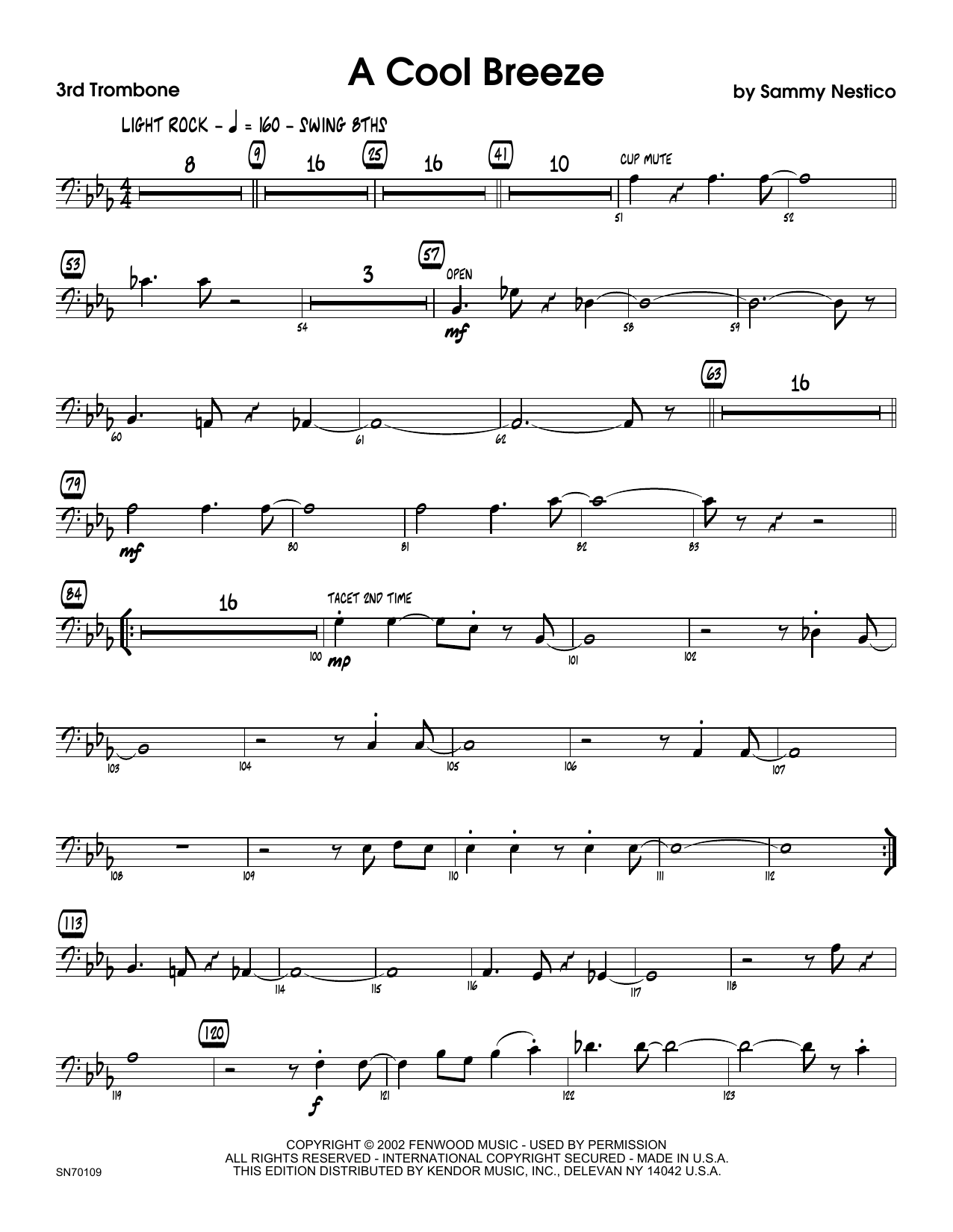 Download Sammy Nestico A Cool Breeze - 3rd Trombone Sheet Music