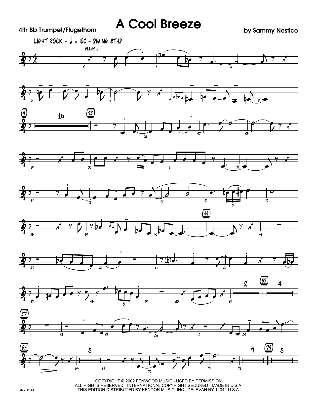 Download Sammy Nestico A Cool Breeze - 4th Bb Trumpet Sheet Music