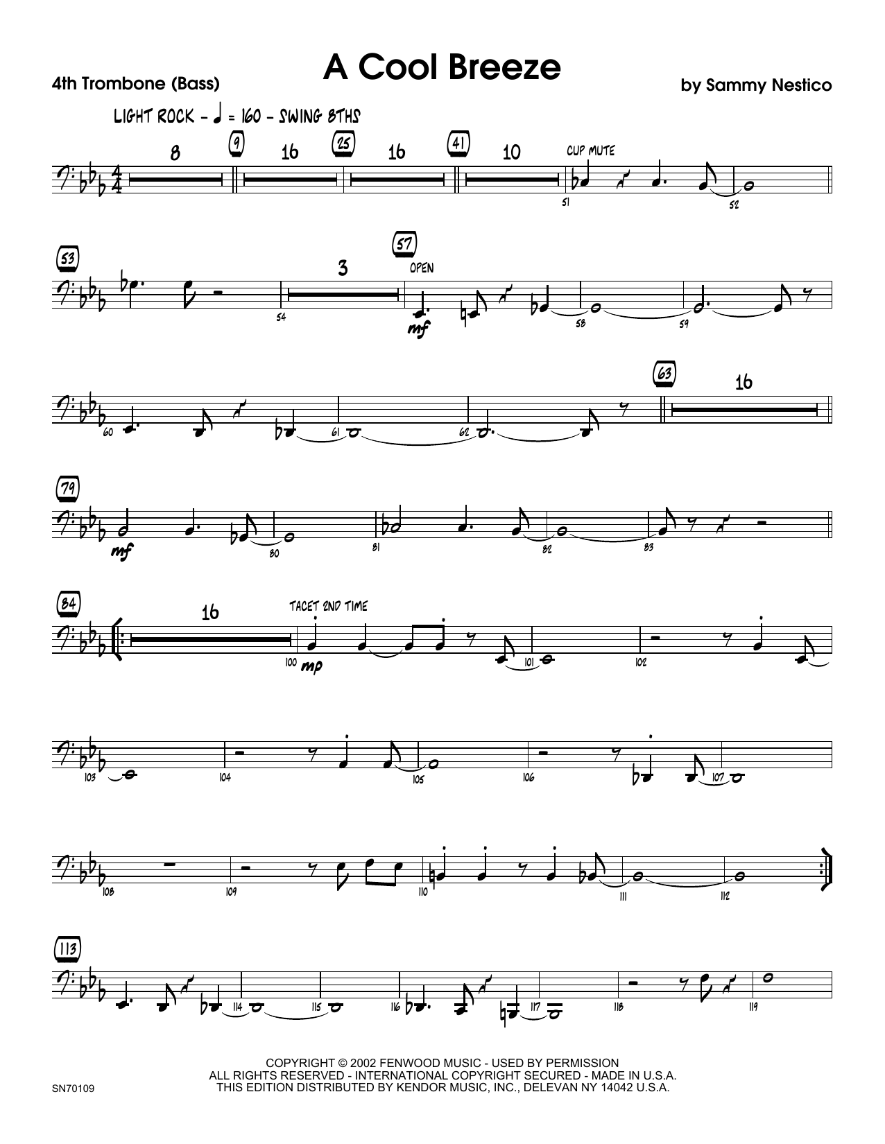 Download Sammy Nestico A Cool Breeze - 4th Trombone Sheet Music