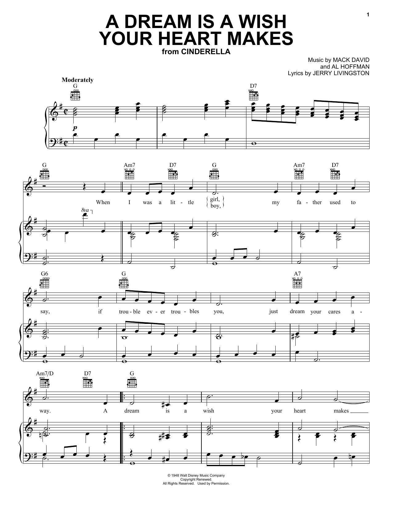 Ilene Woods A Dream Is A Wish Your Heart Makes (from Disney's Cinderella) sheet music notes printable PDF score