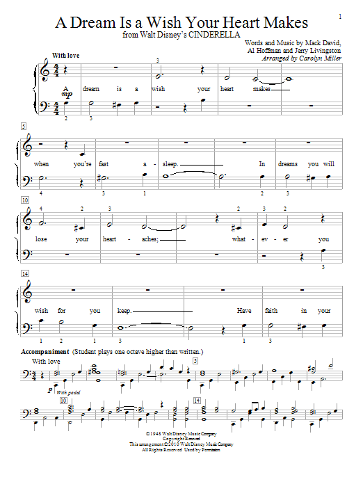 Ilene Woods A Dream Is A Wish Your Heart Makes sheet music notes printable PDF score