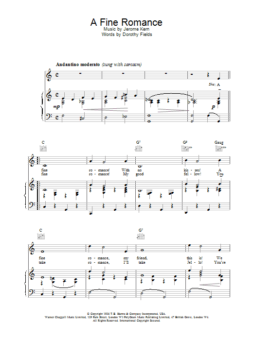 Frank Sinatra A Fine Romance sheet music notes printable PDF score