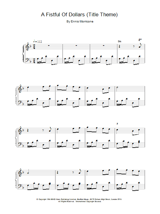 Ennio Morricone A Fistful of Dollars (Title Theme) sheet music notes printable PDF score