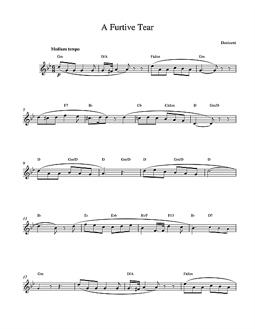 Gaetano Donizetti A Furtive Tear sheet music notes printable PDF score