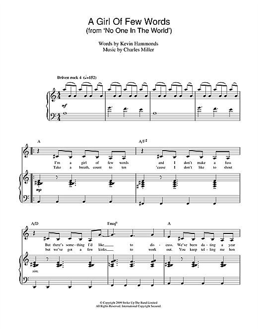 Download Charles Miller & Kevin Hammonds A Girl Of Few Words (from No One In The Sheet Music