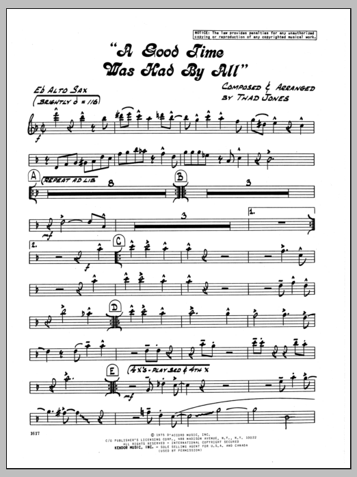 Download Thad Jones A Good Time Was Had By All - Alto Sax Sheet Music