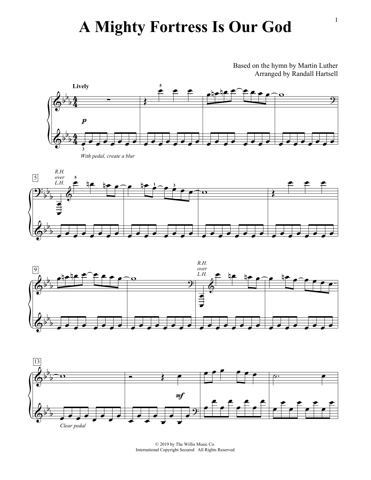 Martin Luther A Mighty Fortress Is Our God (arr. Randall Hartsell) sheet music notes printable PDF score