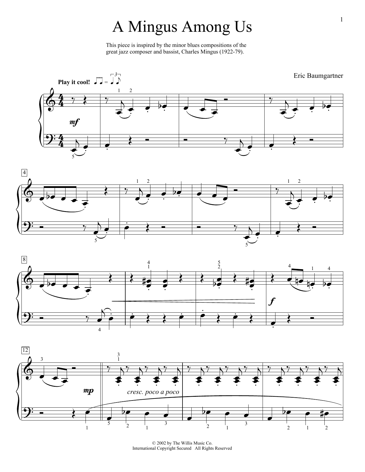 Eric Baumgartner A Mingus Among Us sheet music notes printable PDF score