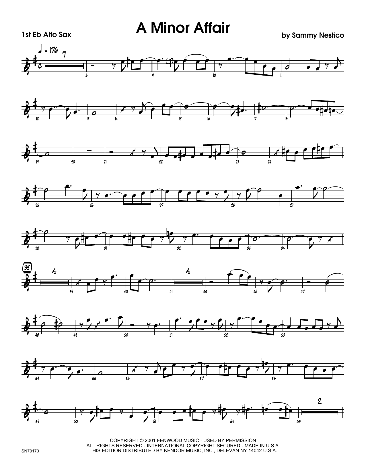 Download Sammy Nestico A Minor Affair - 1st Eb Alto Saxophone Sheet Music