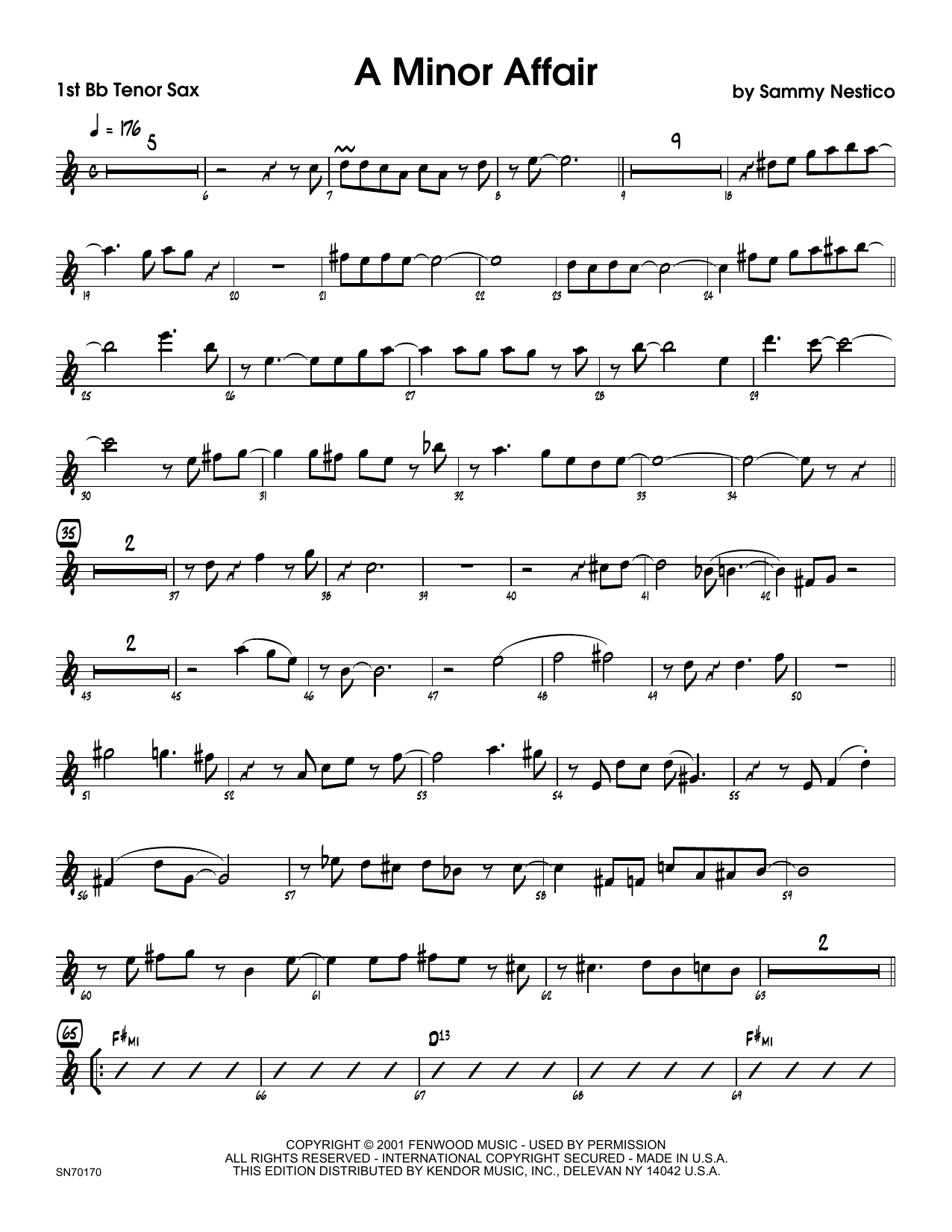 Download Sammy Nestico A Minor Affair - 1st Tenor Saxophone Sheet Music