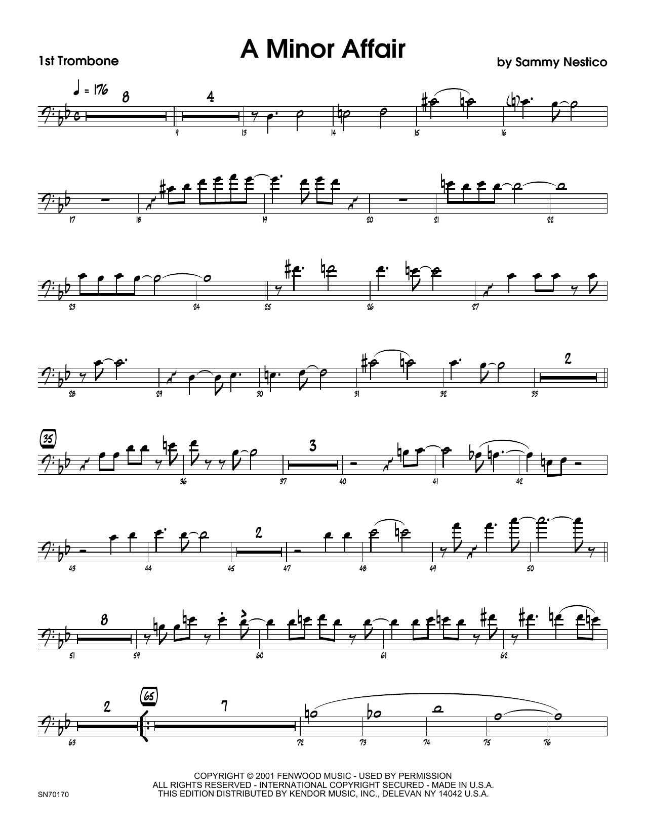 Download Sammy Nestico A Minor Affair - 1st Trombone Sheet Music