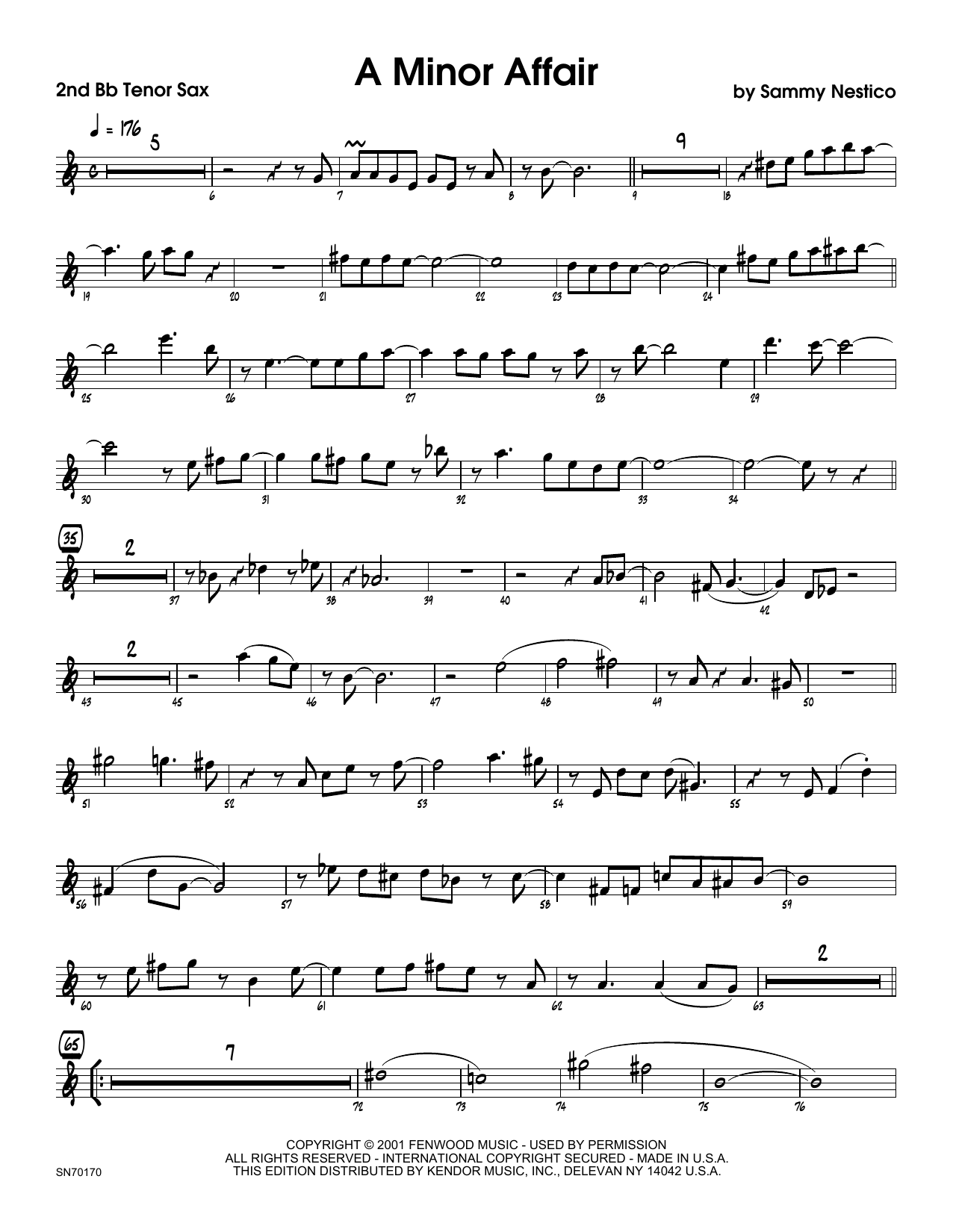 Download Sammy Nestico A Minor Affair - 2nd Bb Tenor Saxophone Sheet Music