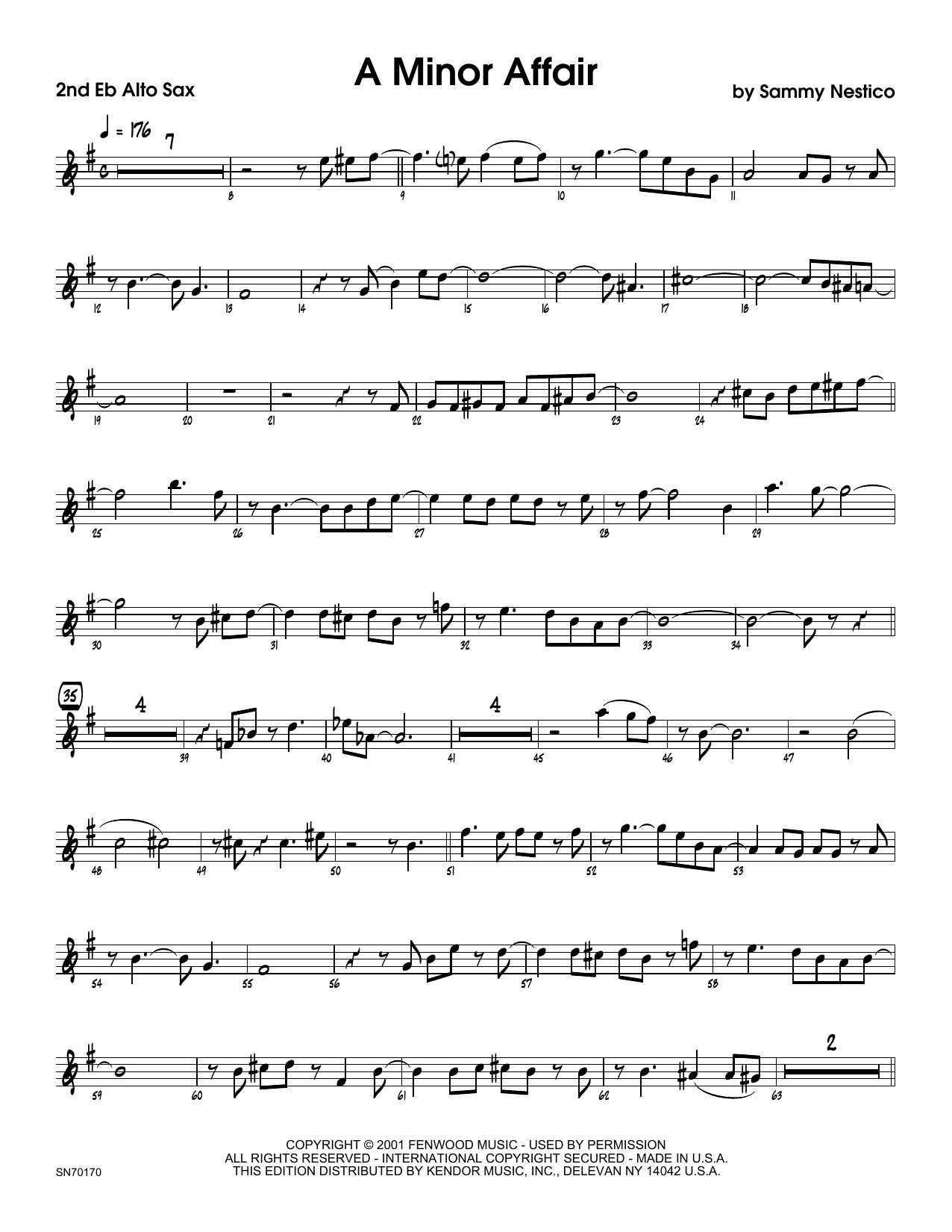 Download Sammy Nestico A Minor Affair - 2nd Eb Alto Saxophone Sheet Music