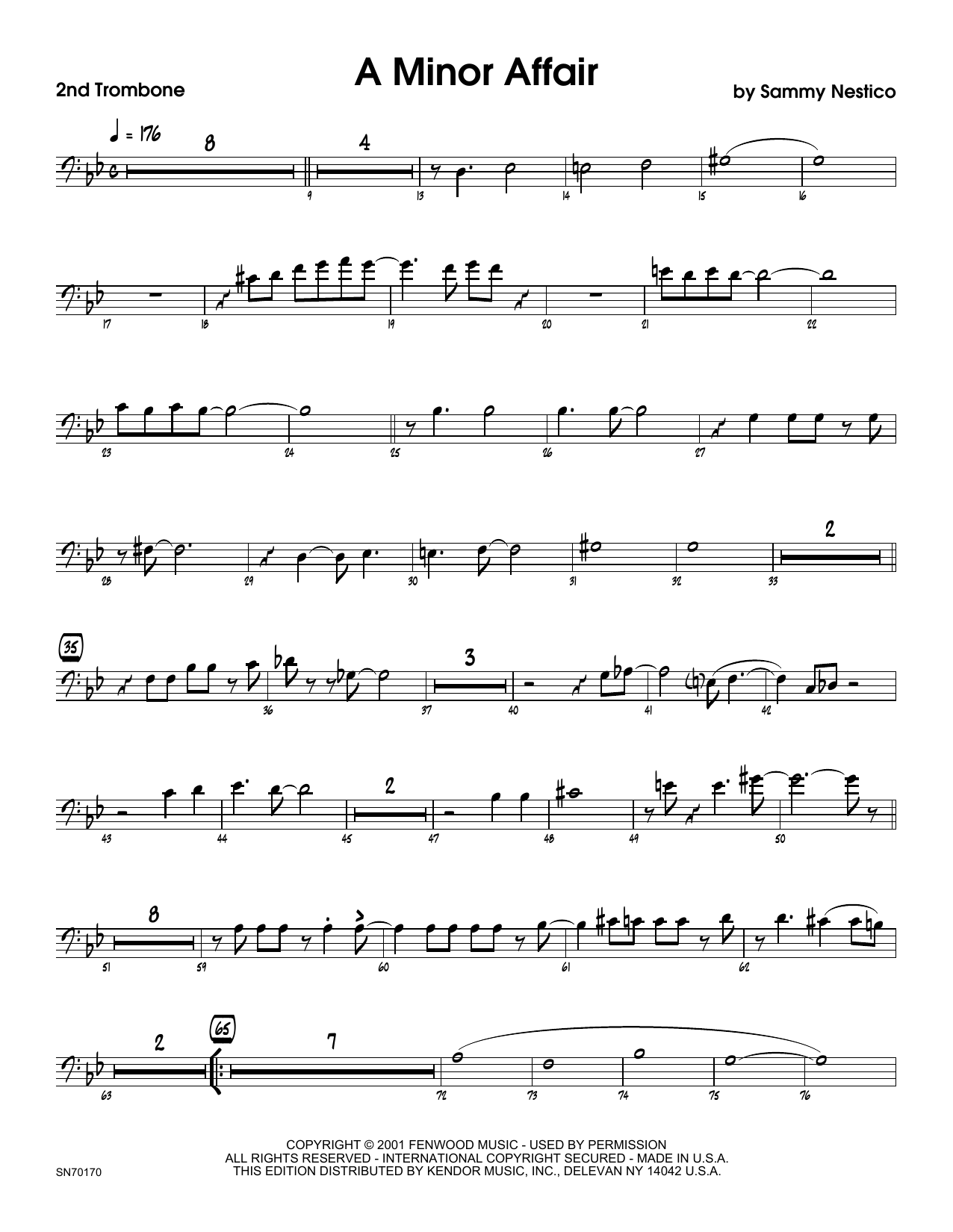 Download Sammy Nestico A Minor Affair - 2nd Trombone Sheet Music