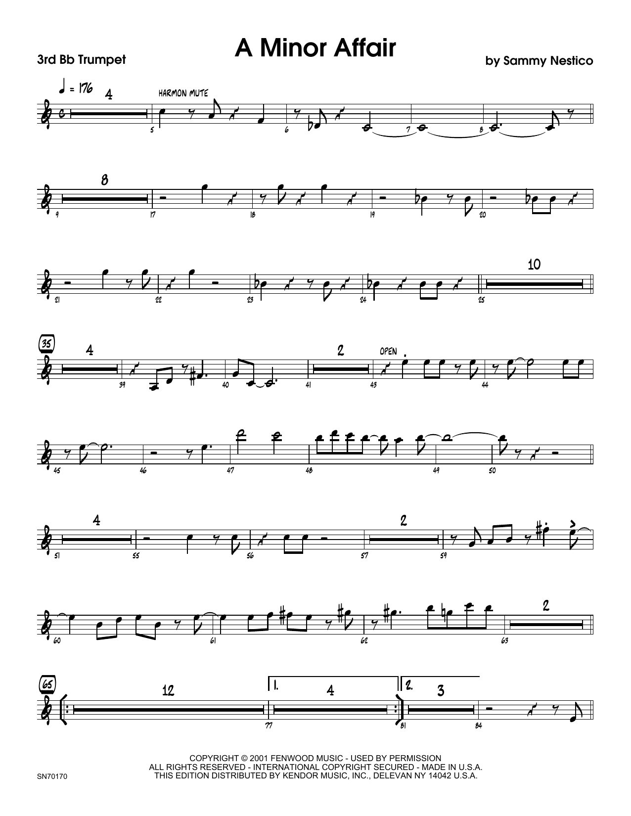 Download Sammy Nestico A Minor Affair - 3rd Bb Trumpet Sheet Music
