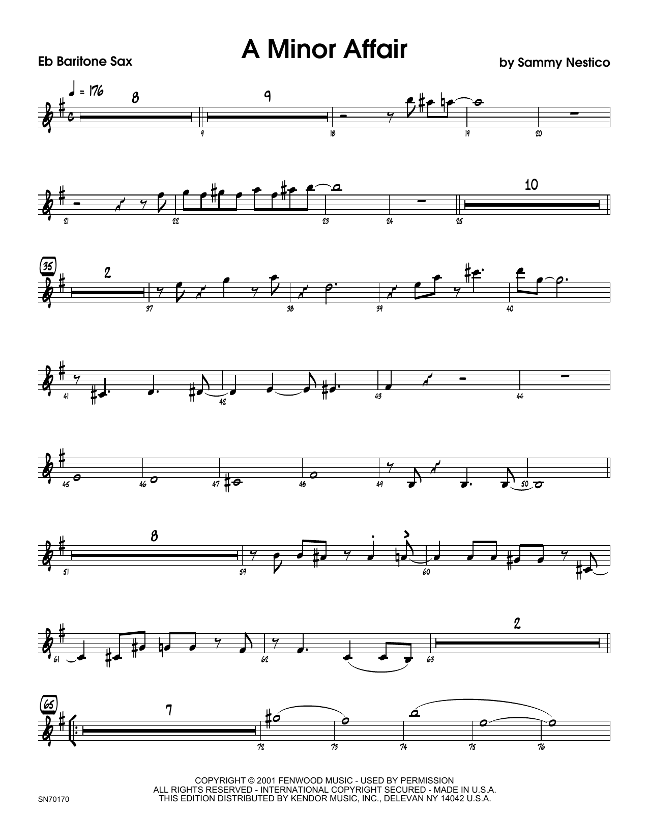 Download Sammy Nestico A Minor Affair - Eb Baritone Saxophone Sheet Music