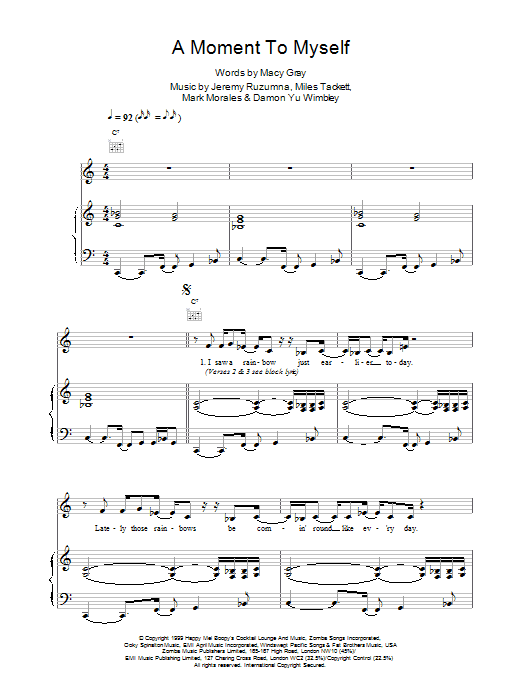 Macy Gray A Moment To Myself sheet music notes printable PDF score