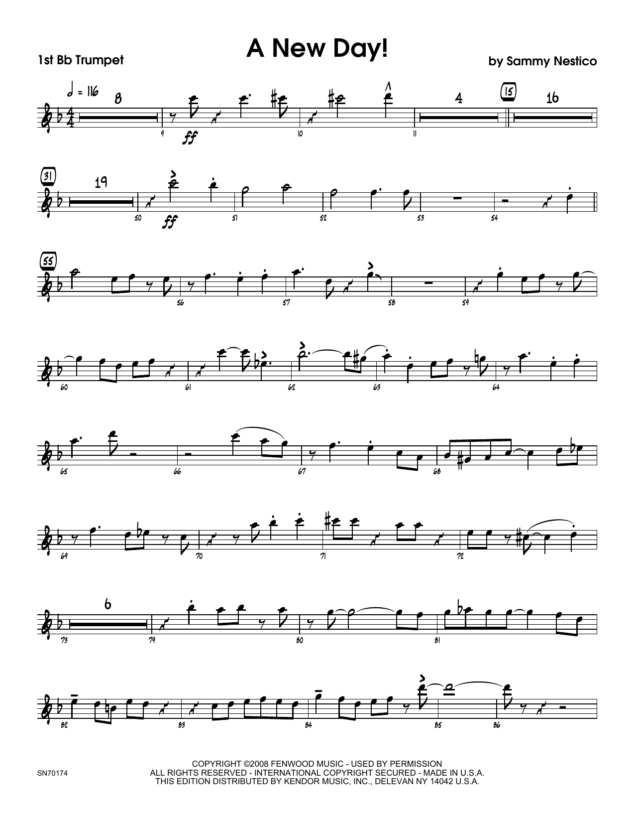 Download Sammy Nestico A New Day! - 1st Bb Trumpet Sheet Music