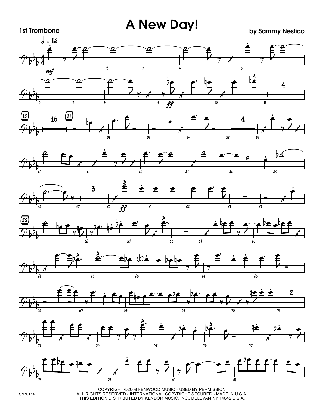 Download Sammy Nestico A New Day! - 1st Trombone Sheet Music