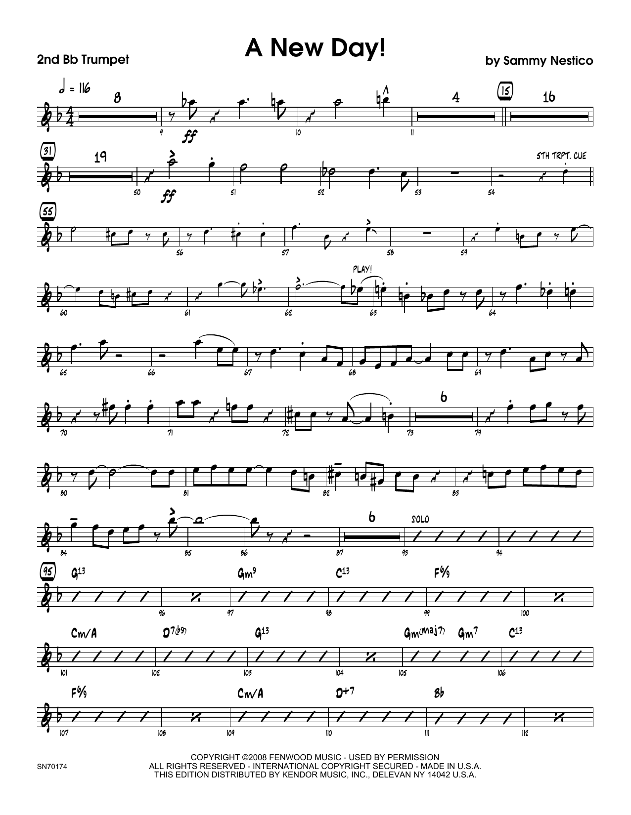 Download Sammy Nestico A New Day! - 2nd Bb Trumpet Sheet Music