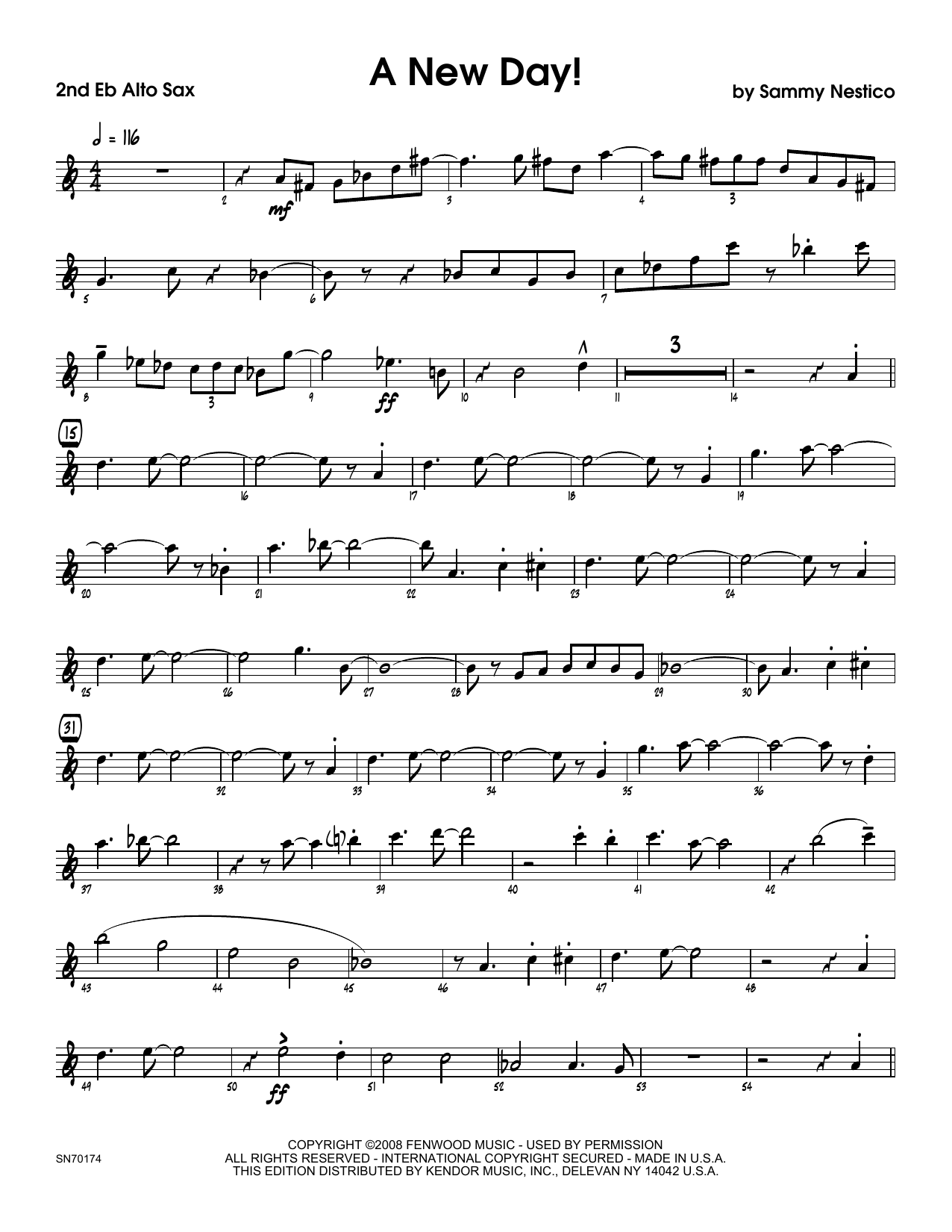 Download Sammy Nestico A New Day! - 2nd Eb Alto Saxophone Sheet Music