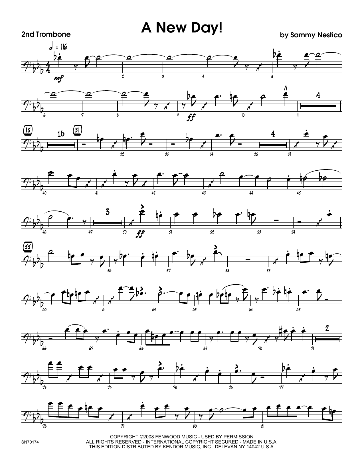 Download Sammy Nestico A New Day! - 2nd Trombone Sheet Music