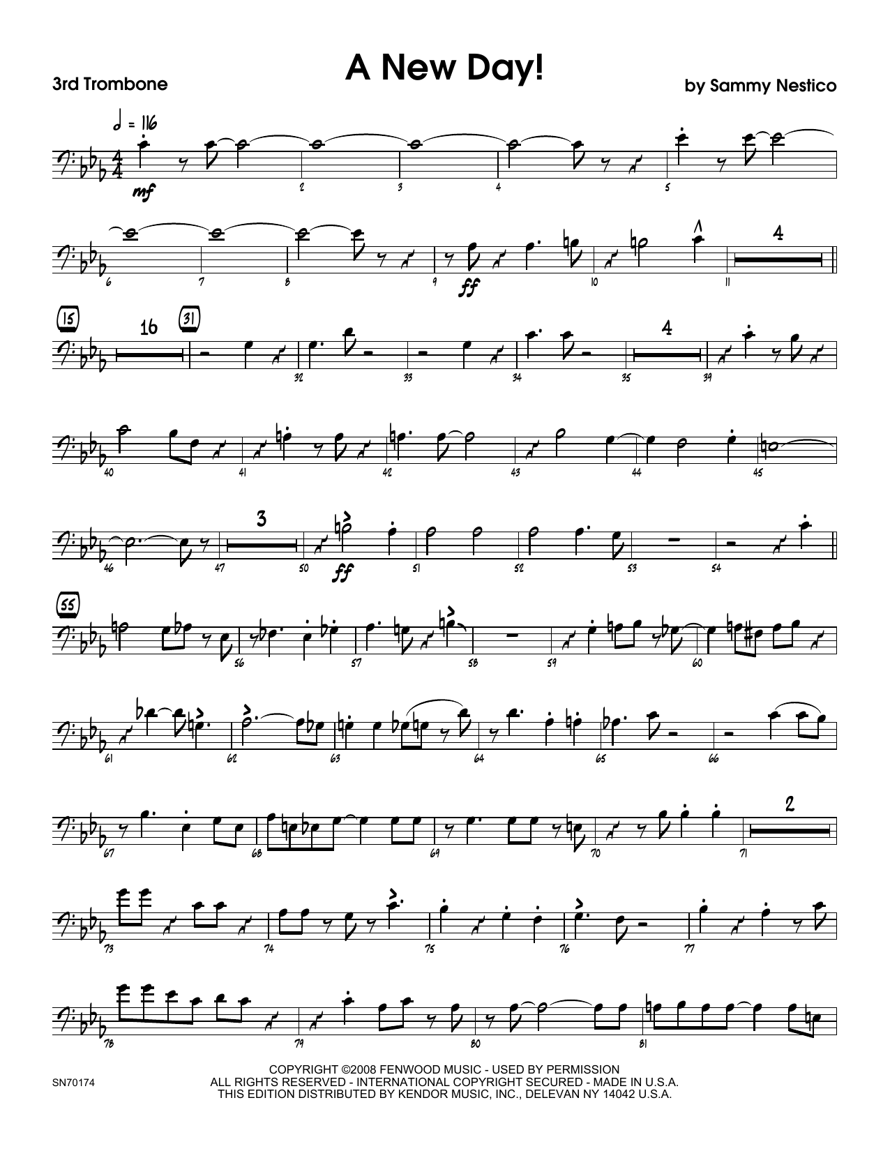 Download Sammy Nestico A New Day! - 3rd Trombone Sheet Music