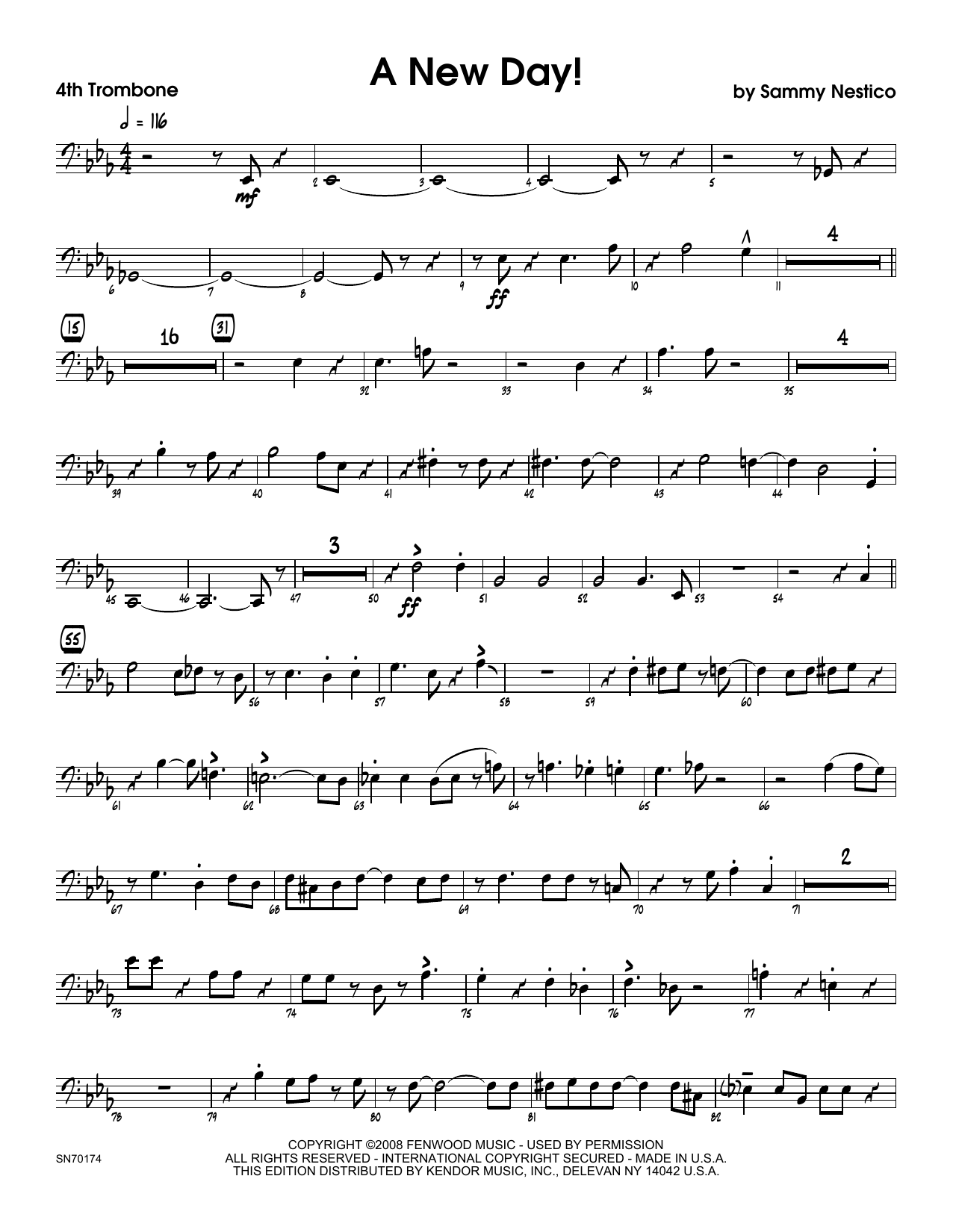 Download Sammy Nestico A New Day! - 4th Trombone Sheet Music