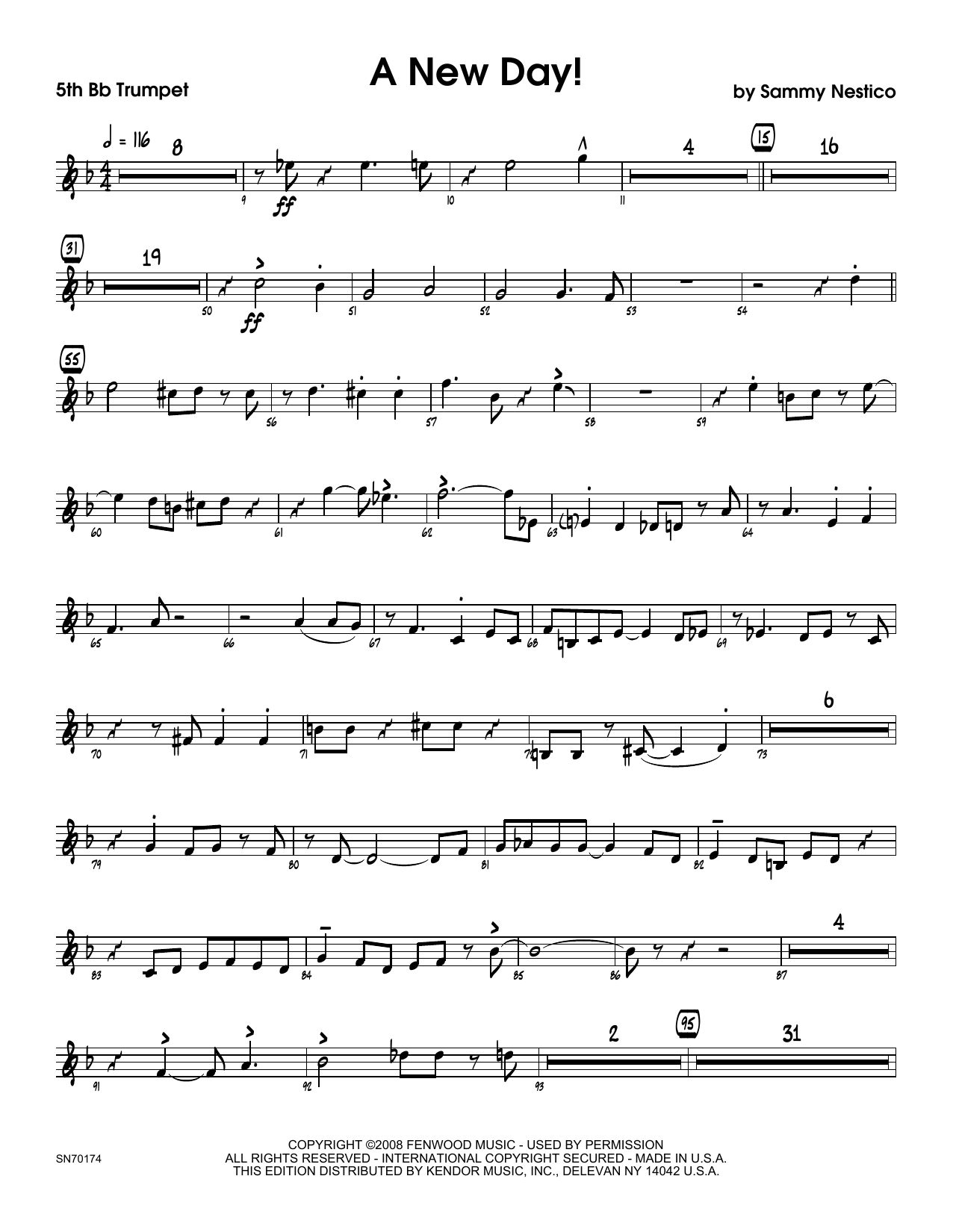 Download Sammy Nestico A New Day! - 5th Bb Trumpet Sheet Music